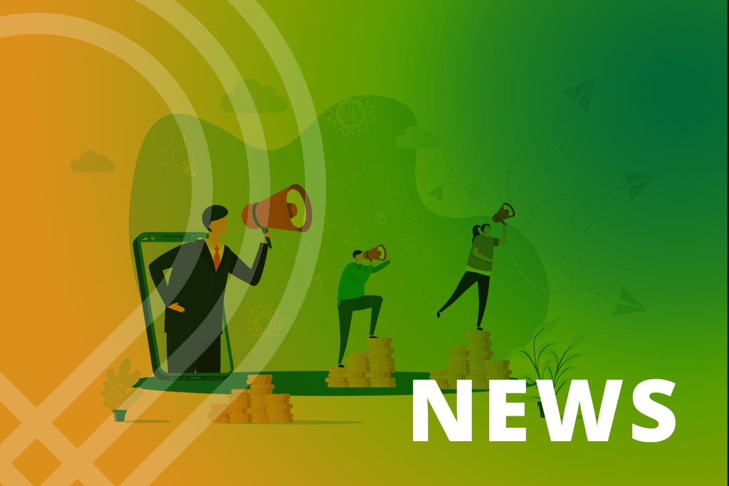 Orange-Grüne Grafik mit der Aufschrift News